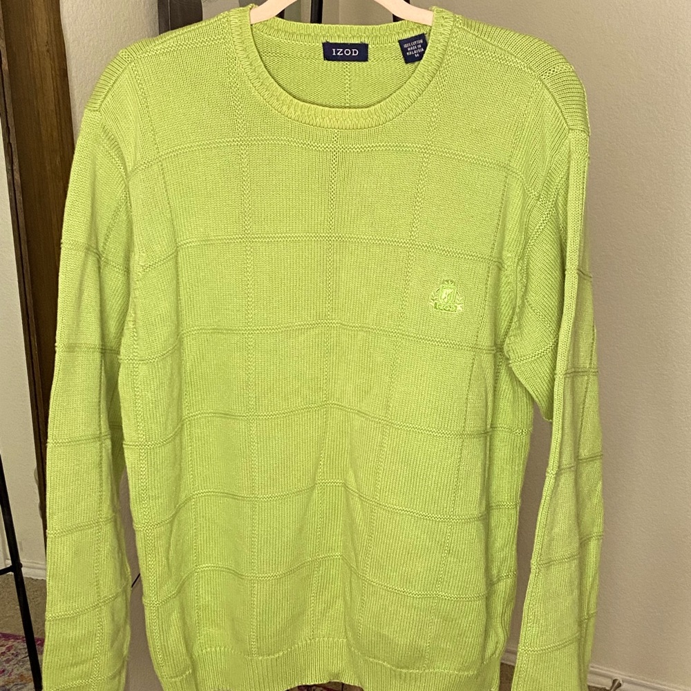 IZOD light green patched sweater